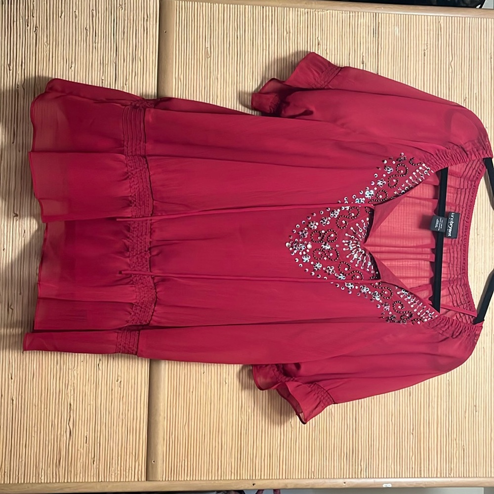 Women’s sheer beaded top with built in tank